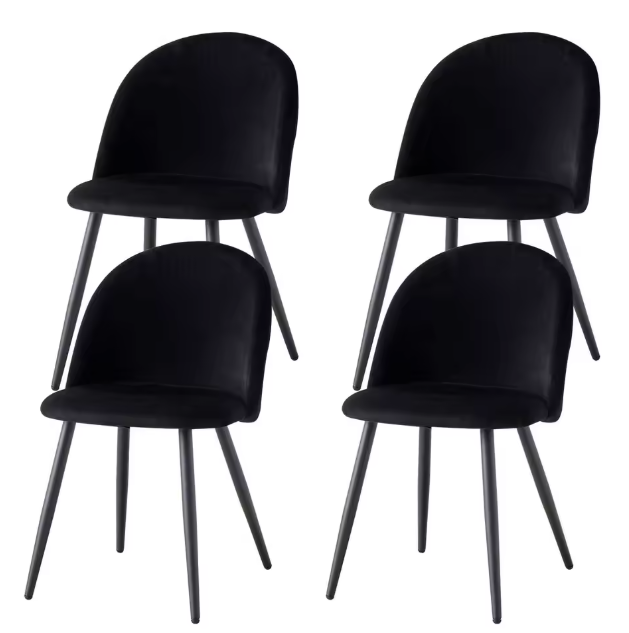 Set van 4 Fluwelen Eetkamerstoelen – Modern Design & Metalen Onderstel, Comfortabel en Stijlvol