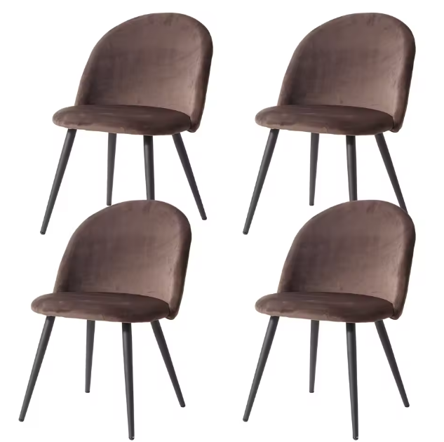 Set van 4 Fluwelen Eetkamerstoelen – Modern Design & Metalen Onderstel, Comfortabel en Stijlvol