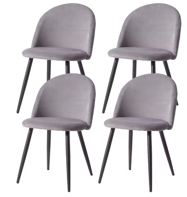 Set van 4 Fluwelen Eetkamerstoelen – Modern Design & Metalen Onderstel, Comfortabel en Stijlvol