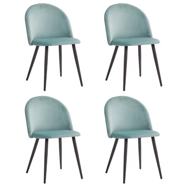 Set van 4 Fluwelen Eetkamerstoelen – Modern Design & Metalen Onderstel, Comfortabel en Stijlvol