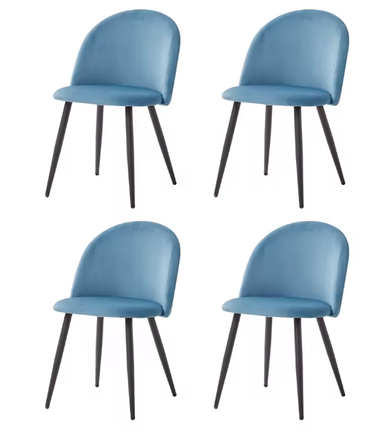 Set van 4 Fluwelen Eetkamerstoelen – Modern Design & Metalen Onderstel, Comfortabel en Stijlvol