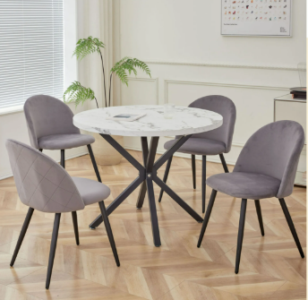 Set van 4 Fluwelen Eetkamerstoelen – Modern Design & Metalen Onderstel, Comfortabel en Stijlvol