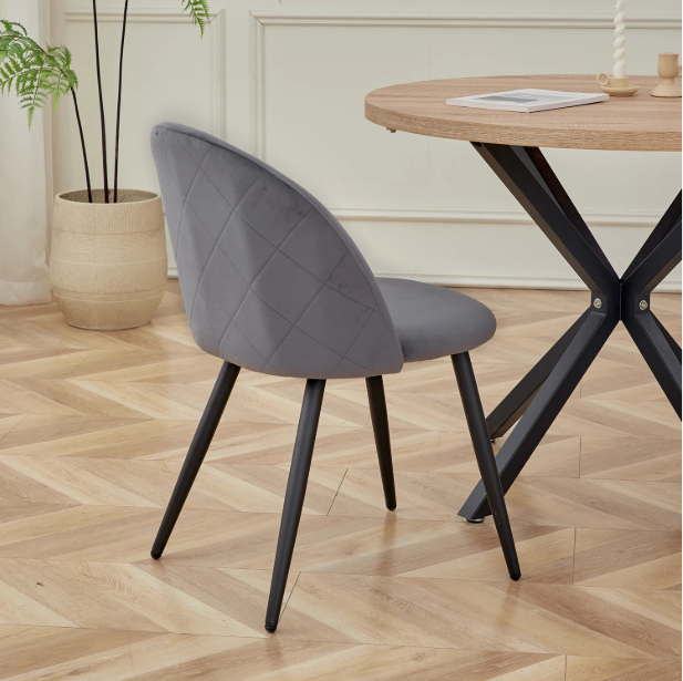 Set van 4 Fluwelen Eetkamerstoelen – Modern Design & Metalen Onderstel, Comfortabel en Stijlvol