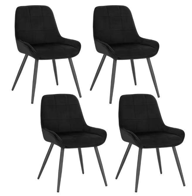 Set van 4 Scandinavische Eetkamerstoelen – Fluwelen Zitting & Metalen Poten, Ergonomisch en Stijlvol