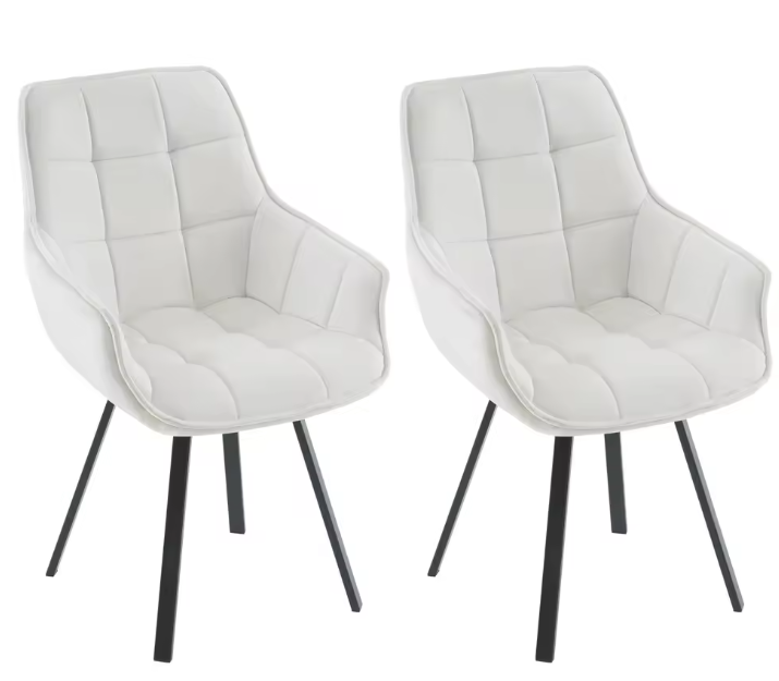 Set van 2 Draaibare Eetkamerstoelen – Fluwelen Bekleding & Armleuningen, Modern en Comfortabel