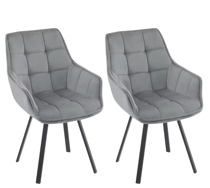 Set van 2 Draaibare Eetkamerstoelen – Fluwelen Bekleding & Armleuningen, Modern en Comfortabel