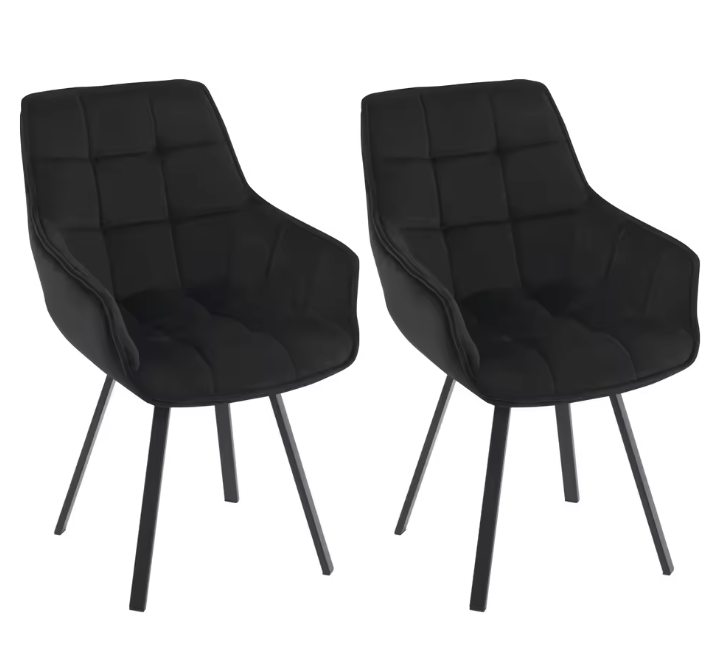 Set van 2 Draaibare Eetkamerstoelen – Fluwelen Bekleding & Armleuningen, Modern en Comfortabel