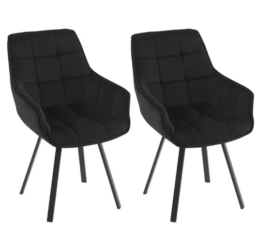 Set van 2 Draaibare Eetkamerstoelen – Fluwelen Bekleding & Armleuningen, Modern en Comfortabel
