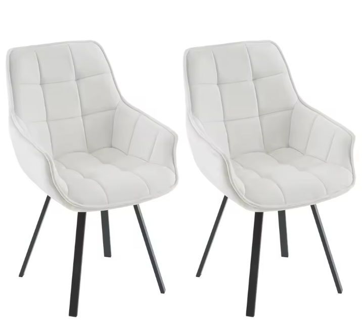 Set van 2 Draaibare Eetkamerstoelen – Fluwelen Bekleding & Armleuningen, Modern en Comfortabel