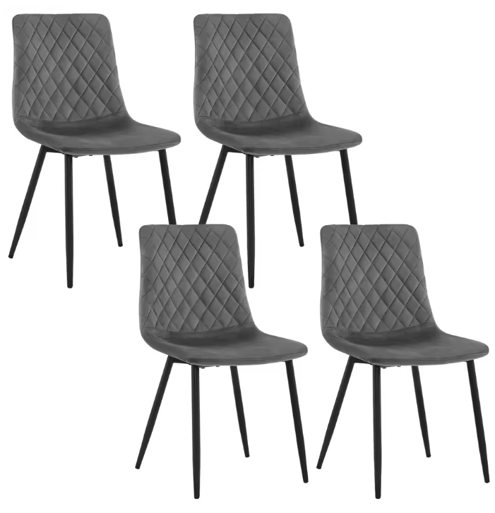 Set van 4 Scandinavische Eetkamerstoelen – Fluwelen Zitting & Metalen Poten, Modern en Comfortabel