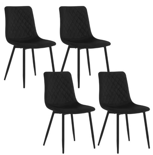 Set van 4 Scandinavische Eetkamerstoelen – Fluwelen Zitting & Metalen Poten, Modern en Comfortabel