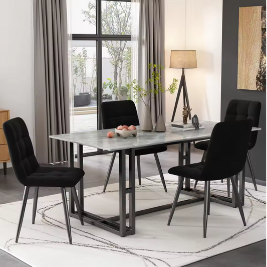 Set van 4 Moderne Eetkamerstoelen – Fluwelen Zitting & Metalen Frame, Elegant en Comfortabel