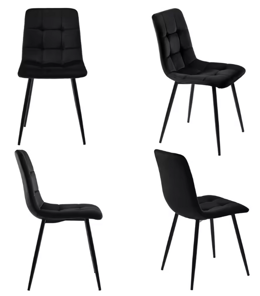 Set van 4 Moderne Eetkamerstoelen – Fluwelen Zitting & Metalen Frame, Elegant en Comfortabel