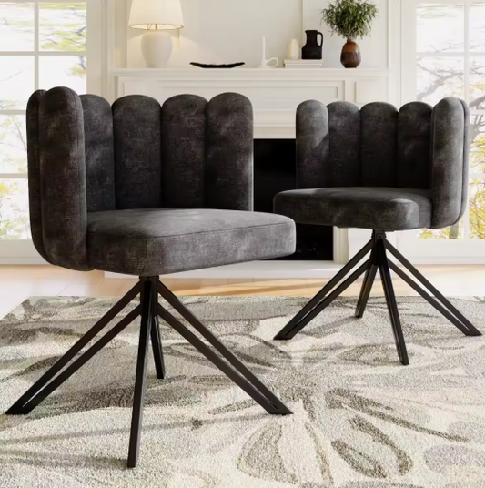 Set van 2 Draaibare Eetkamerstoelen – Fluwelen Zitting & Metalen Frame, Modern en Comfortabel