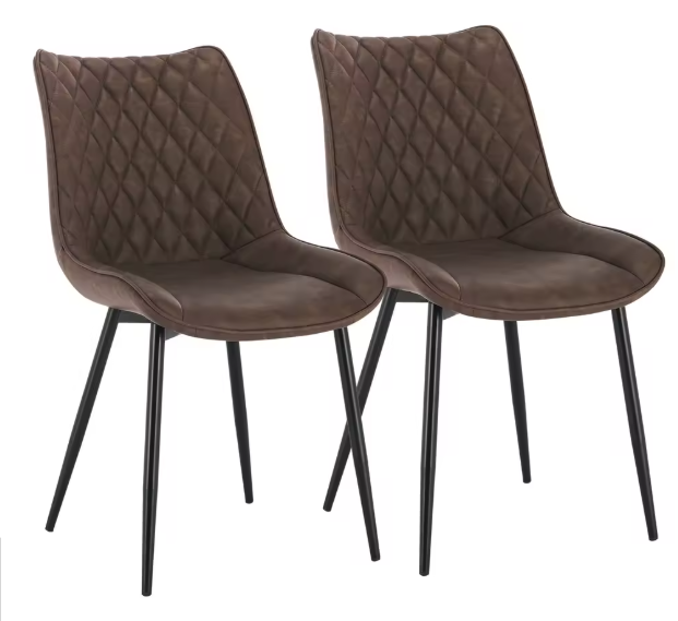 Set van 2 Eetkamerstoelen – Kunstleer & Metalen Poten, Ergonomisch en Comfortabel