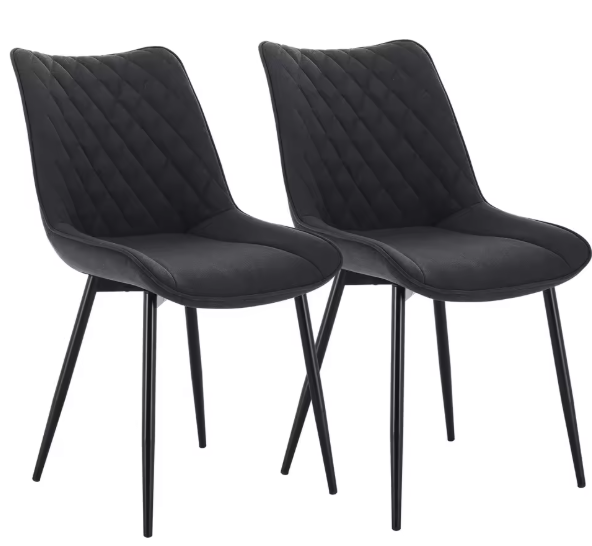 Set van 2 Eetkamerstoelen – Kunstleer & Metalen Poten, Ergonomisch en Comfortabel