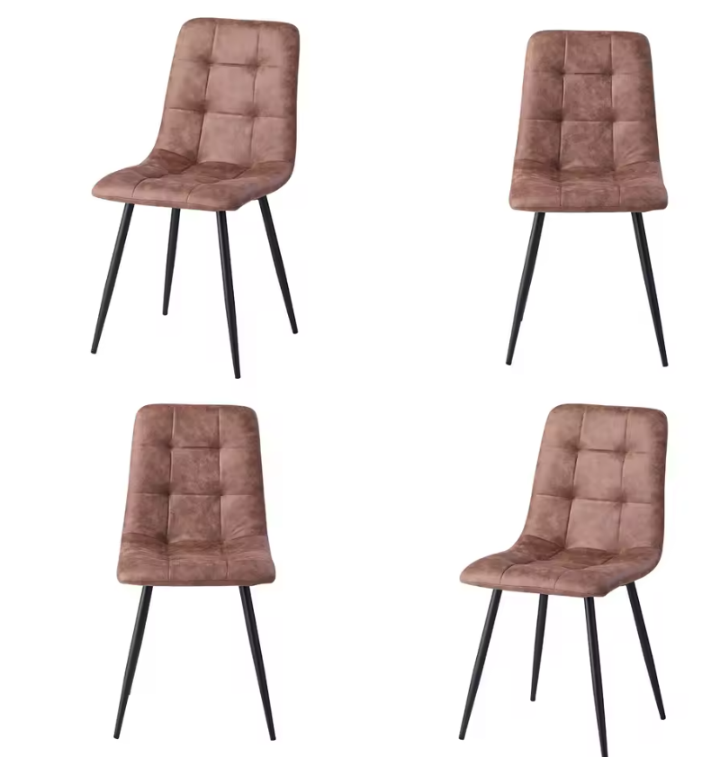 Set van 4 Velvet Eetkamerstoelen – Zachte Zitting & Metalen Poten, Modern en Comfortabel