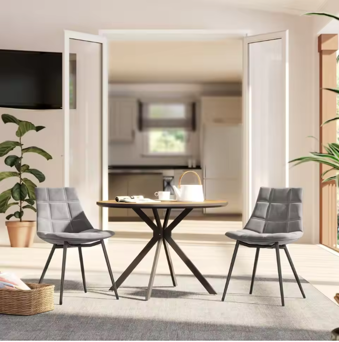 Set van 2 Velvet Eetkamerstoelen – Comfortabele Zitting & Stalen Poten, Modern Design