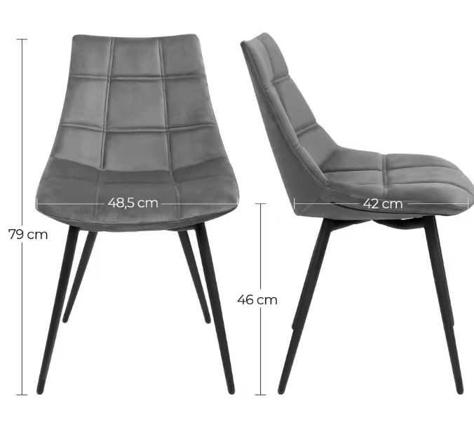 Set van 2 Velvet Eetkamerstoelen – Comfortabele Zitting & Stalen Poten, Modern Design