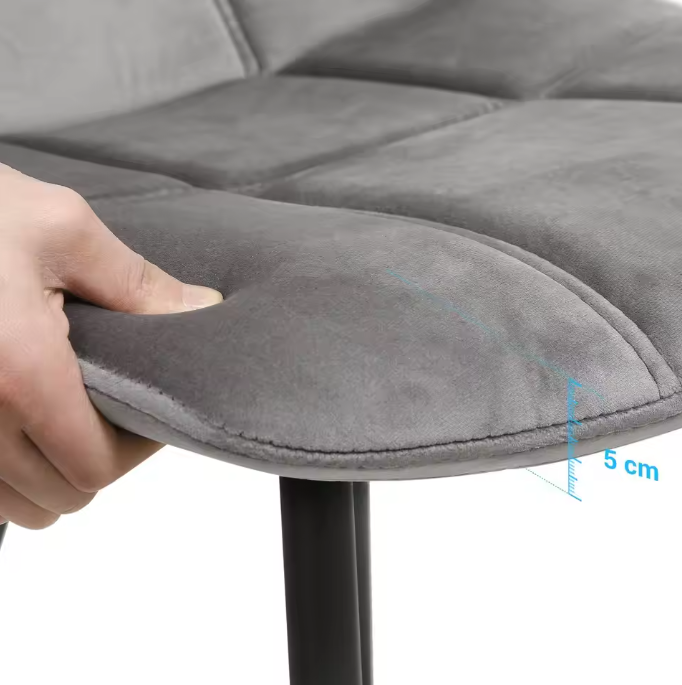 Set van 2 Velvet Eetkamerstoelen – Comfortabele Zitting & Stalen Poten, Modern Design