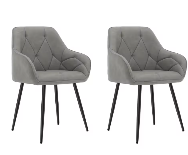 Set van 2 Velvet Eetkamerstoelen – Met Armleuningen & Metalen Poten, Ergonomisch en Comfortabel