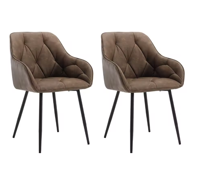 Set van 2 Velvet Eetkamerstoelen – Met Armleuningen & Metalen Poten, Ergonomisch en Comfortabel