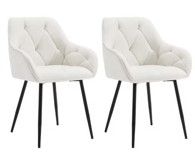 Set van 2 Velvet Eetkamerstoelen – Met Armleuningen & Metalen Poten, Ergonomisch en Comfortabel