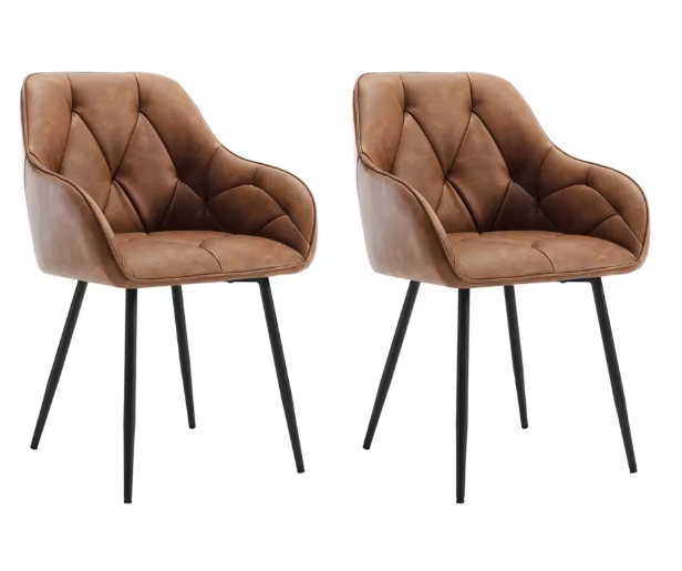 Set van 2 Velvet Eetkamerstoelen – Met Armleuningen & Metalen Poten, Ergonomisch en Comfortabel