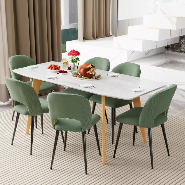 Set van 2 Corduroy Eetkamerstoelen – Gestoffeerde Zitting & Verstelbare Metalen Poten, Modern en Comfortabel