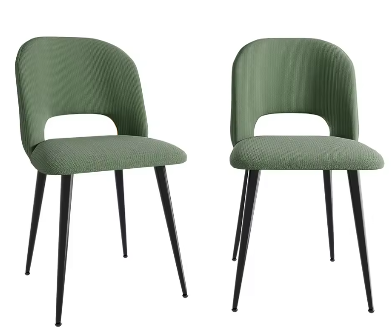 Set van 2 Corduroy Eetkamerstoelen – Gestoffeerde Zitting & Verstelbare Metalen Poten, Modern en Comfortabel