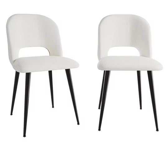 Set van 2 Corduroy Eetkamerstoelen – Gestoffeerde Zitting & Verstelbare Metalen Poten, Modern en Comfortabel