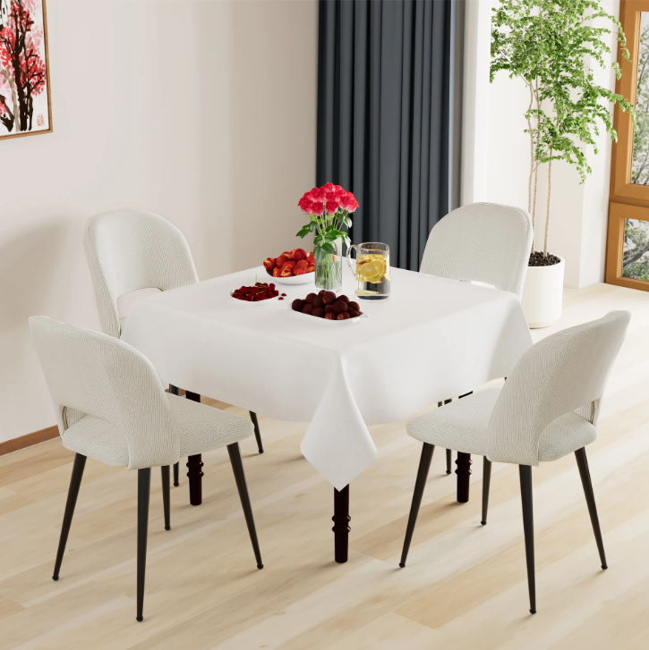 Set van 2 Corduroy Eetkamerstoelen – Gestoffeerde Zitting & Verstelbare Metalen Poten, Modern en Comfortabel