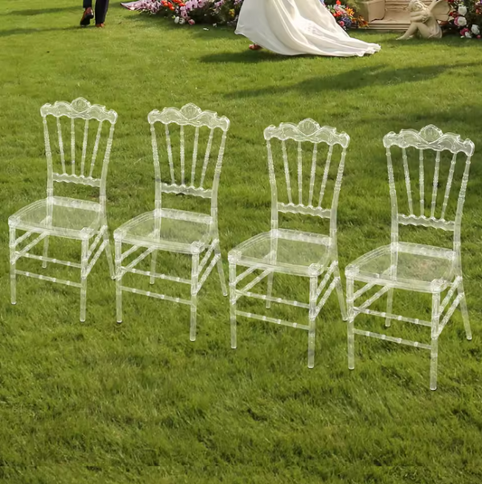 Set van 4 Transparante Eetkamerstoelen – Acryl Stapelbare Stoelen, Modern & Duurzaam