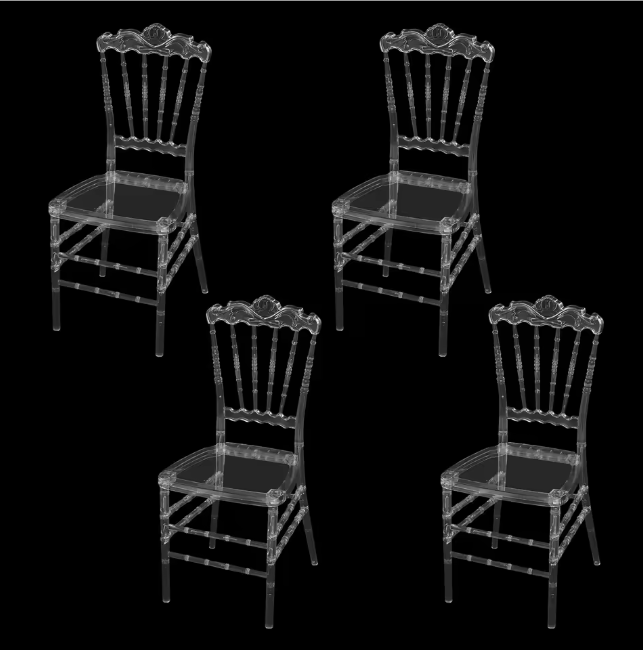 Set van 4 Transparante Eetkamerstoelen – Acryl Stapelbare Stoelen, Modern & Duurzaam