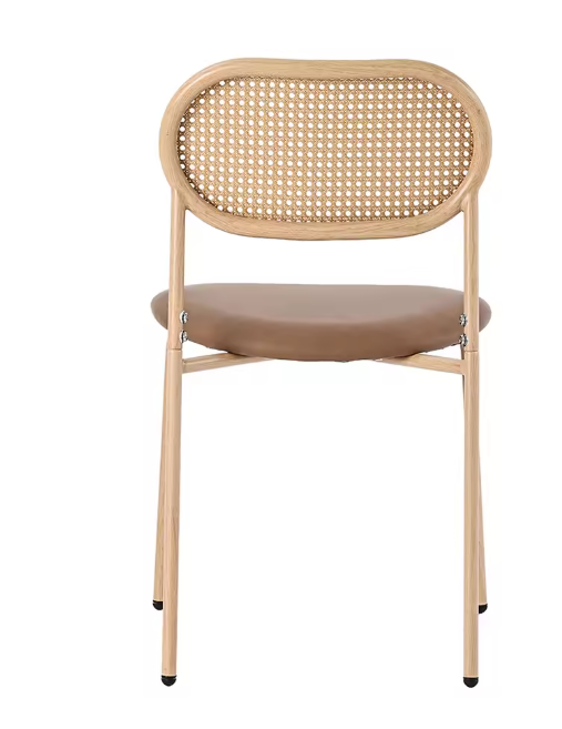 Set van 4 Rotan Eetkamerstoelen – PU-Zitting & Metalen Poten, Stijlvol en Comfortabel