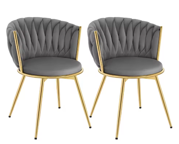 Set van 2 Draaibare Velvet Eetkamerstoelen – Ergonomisch & Comfortabel met Metalen Poten