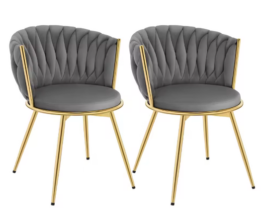 Set van 2 Draaibare Velvet Eetkamerstoelen – Ergonomisch & Comfortabel met Metalen Poten