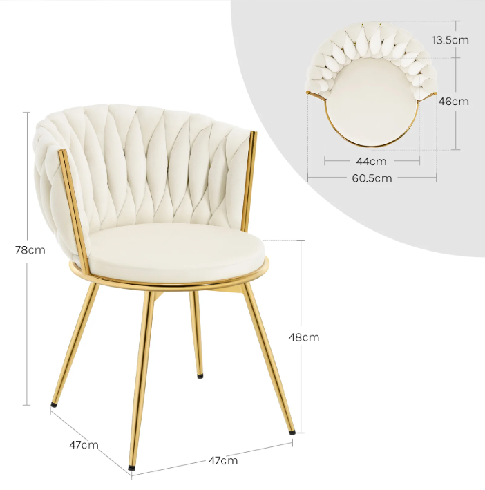 Set van 2 Draaibare Velvet Eetkamerstoelen – Ergonomisch & Comfortabel met Metalen Poten