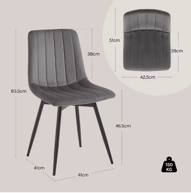 Set van 4 Draaibare Velvet Eetkamerstoelen – 360° Rotatie & Ergonomisch Design