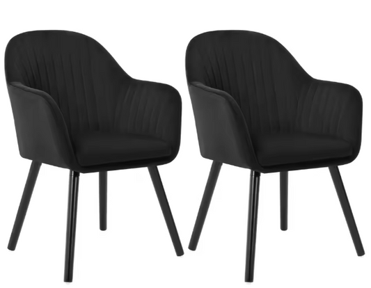 Set van 2 Velvet Eetkamerstoelen met Armleuningen – Ergonomisch & Comfortabel