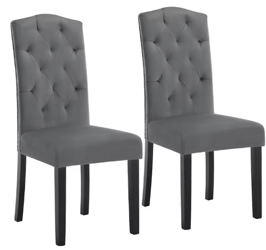 Set van 2 Scandinavische Eetkamerstoelen – Velvet/Linnen Bekleding & Houten Poten, Ergonomisch en Stijlvol