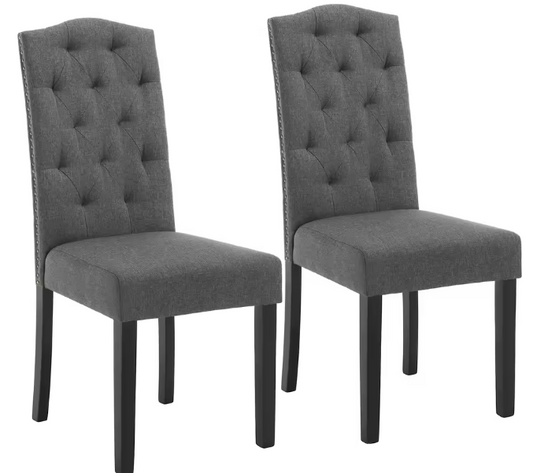 Set van 2 Scandinavische Eetkamerstoelen – Velvet/Linnen Bekleding & Houten Poten, Ergonomisch en Stijlvol