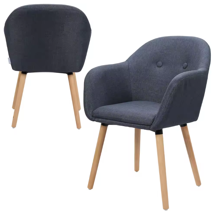 Linnen Eetkamerstoel met Armleuningen – Houten Frame & Ergonomisch Ontwerp