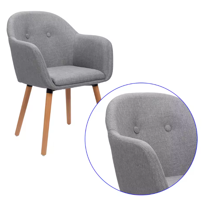 Linnen Eetkamerstoel met Armleuningen – Houten Frame & Ergonomisch Ontwerp