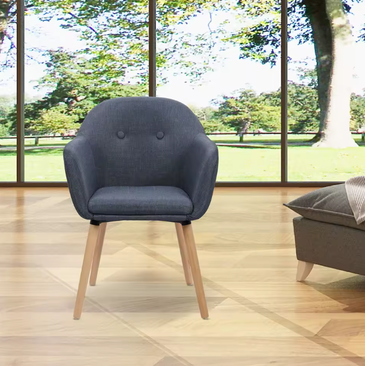 Linnen Eetkamerstoel met Armleuningen – Houten Frame & Ergonomisch Ontwerp