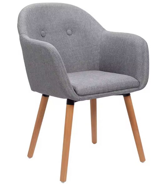 Linnen Eetkamerstoel met Armleuningen – Houten Frame & Ergonomisch Ontwerp