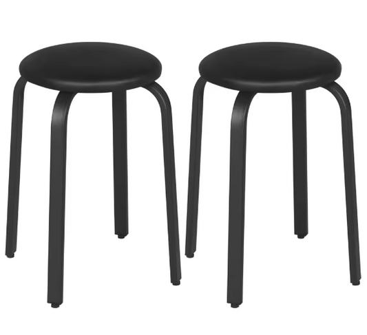 Set van 2 Stapelbare Krukken – Kunstleer & Metalen Frame, Comfortabel en Ruimtebesparend