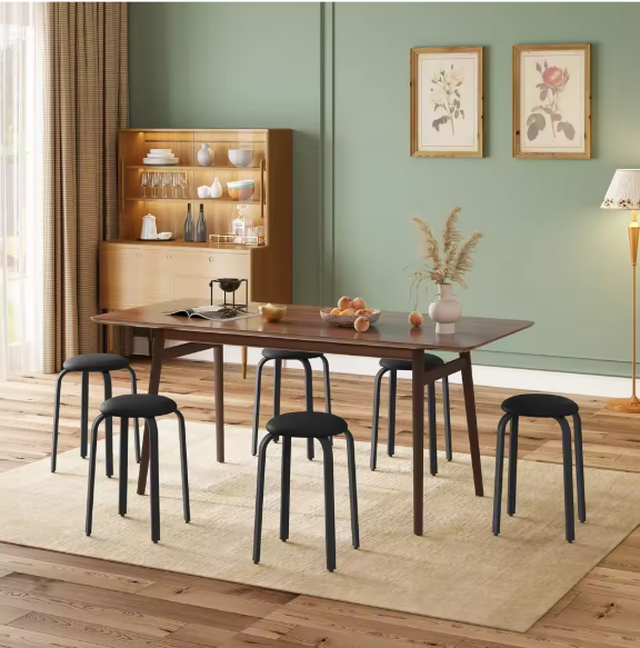 Set van 2 Stapelbare Krukken – Kunstleer & Metalen Frame, Comfortabel en Ruimtebesparend