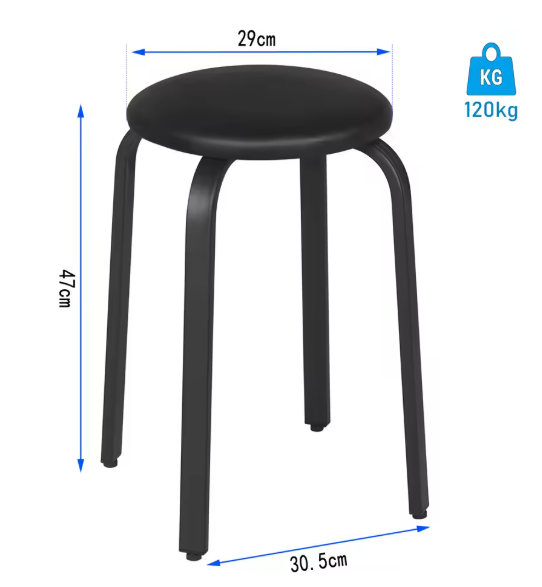 Set van 2 Stapelbare Krukken – Kunstleer & Metalen Frame, Comfortabel en Ruimtebesparend