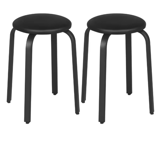 Set van 2 Stapelbare Krukken – Kunstleer & Metalen Frame, Comfortabel en Ruimtebesparend